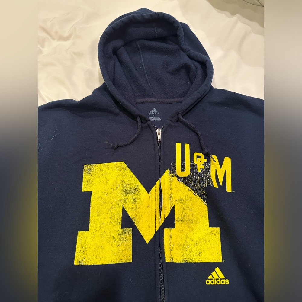University Of Michigan Adidas full zip hooded sweatshirt
